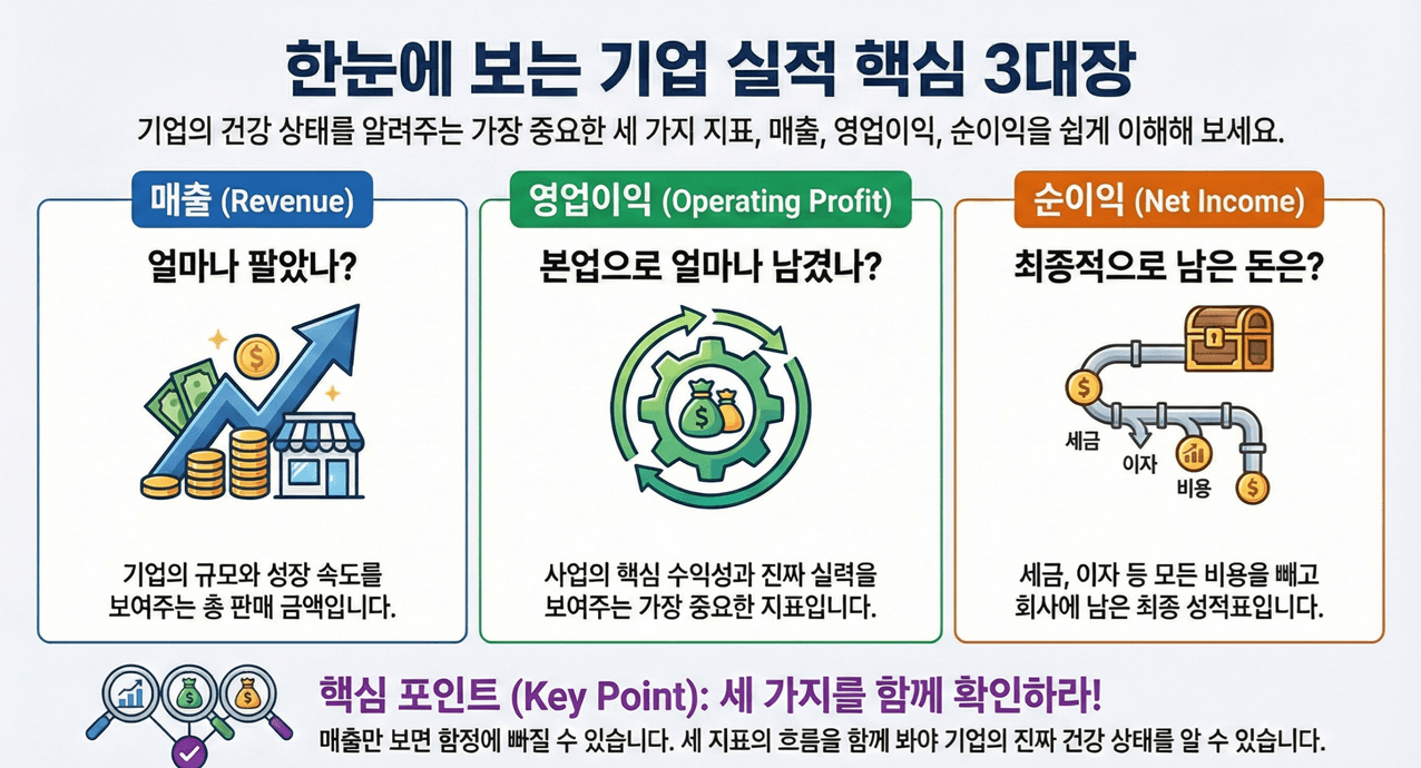 매출, 영업이익, 순이익 핵심 요약